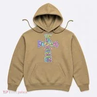 Retro He Is Risen Cross Easter Resurrection Jesus Christian Hoodie thumb 0