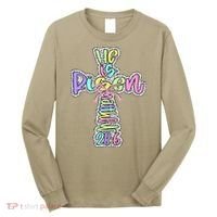 Retro He Is Risen Cross Easter Resurrection Jesus Christian Long Sleeve Shirt thumb 0