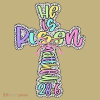 Retro He Is Risen Cross Easter Resurrection Jesus Christian Sweatshirt thumb 2