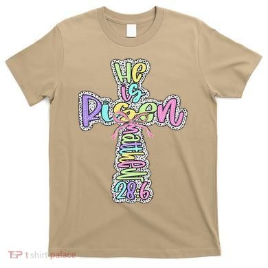 Retro He Is Risen Cross Easter Resurrection Jesus Christian T-Shirt