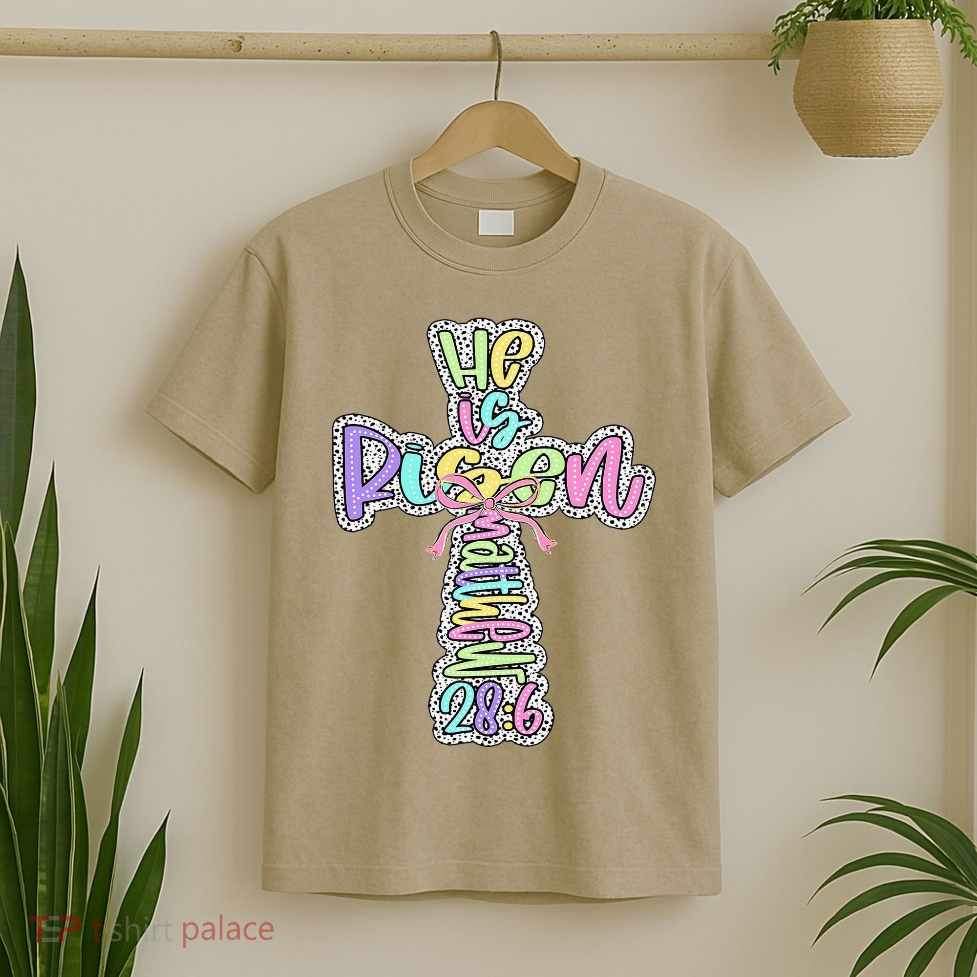 Retro He Is Risen Cross Easter Resurrection Jesus Christian T-Shirt