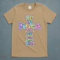 Retro He Is Risen Cross Easter Resurrection Jesus Christian T-Shirt thumb 5