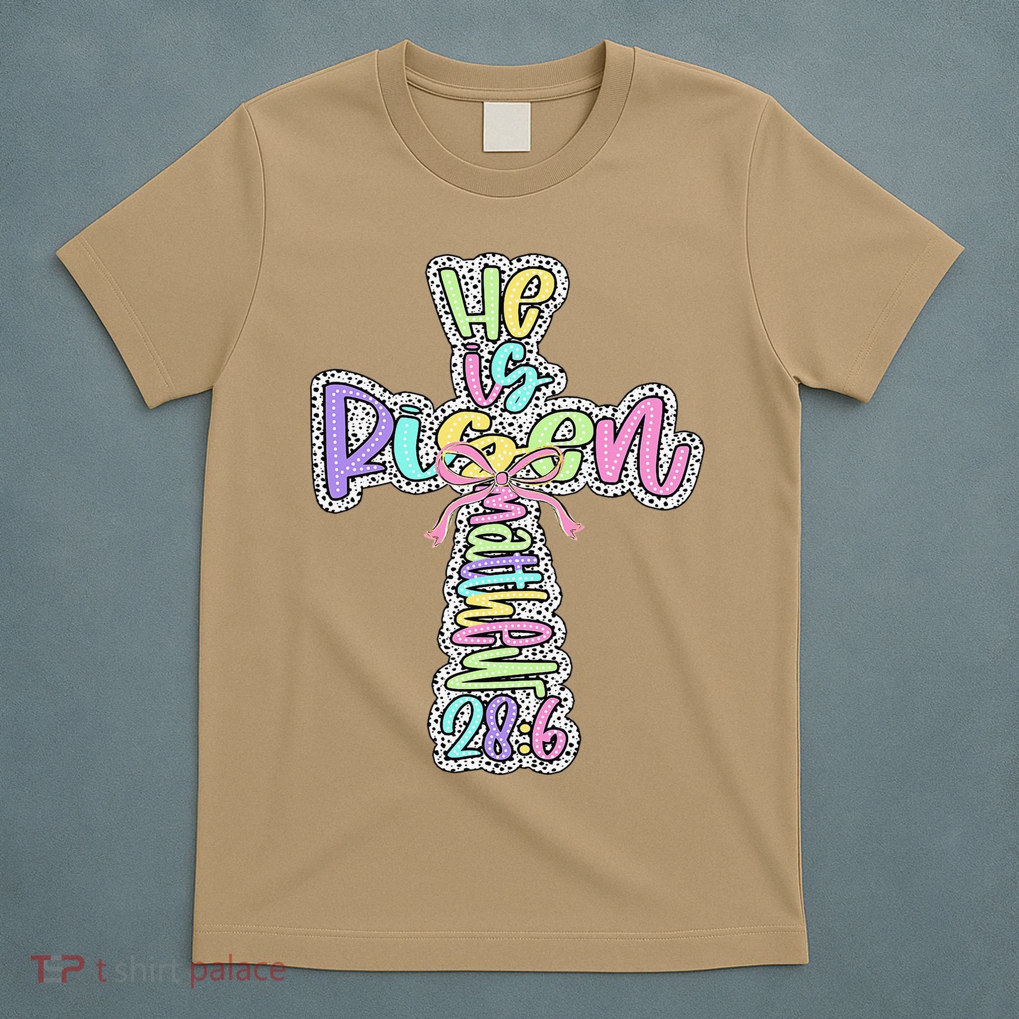 Retro He Is Risen Cross Easter Resurrection Jesus Christian T-Shirt
