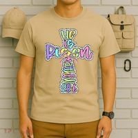 Retro He Is Risen Cross Easter Resurrection Jesus Christian T-Shirt thumb 6
