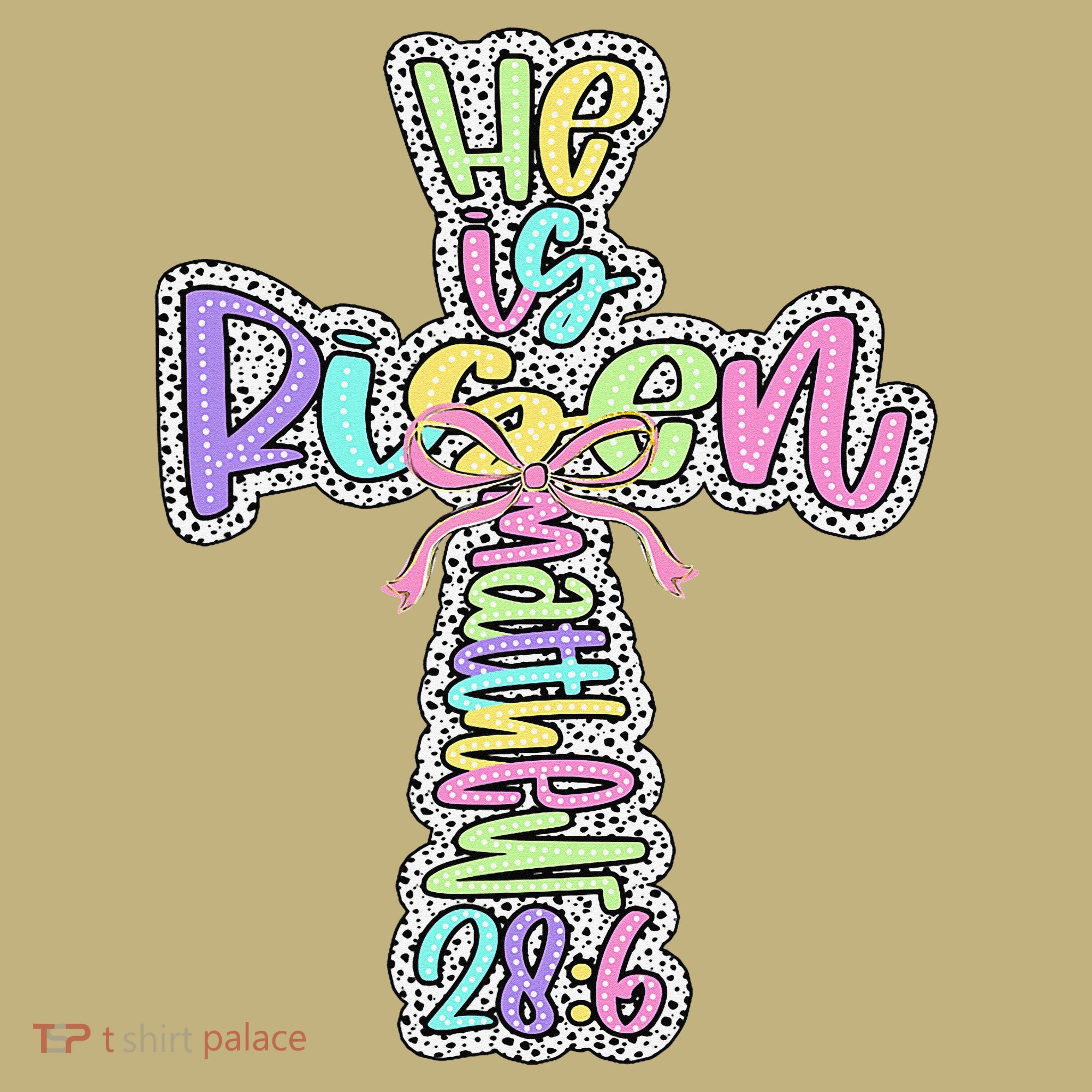 Retro He Is Risen Cross Easter Resurrection Jesus Christian Polo