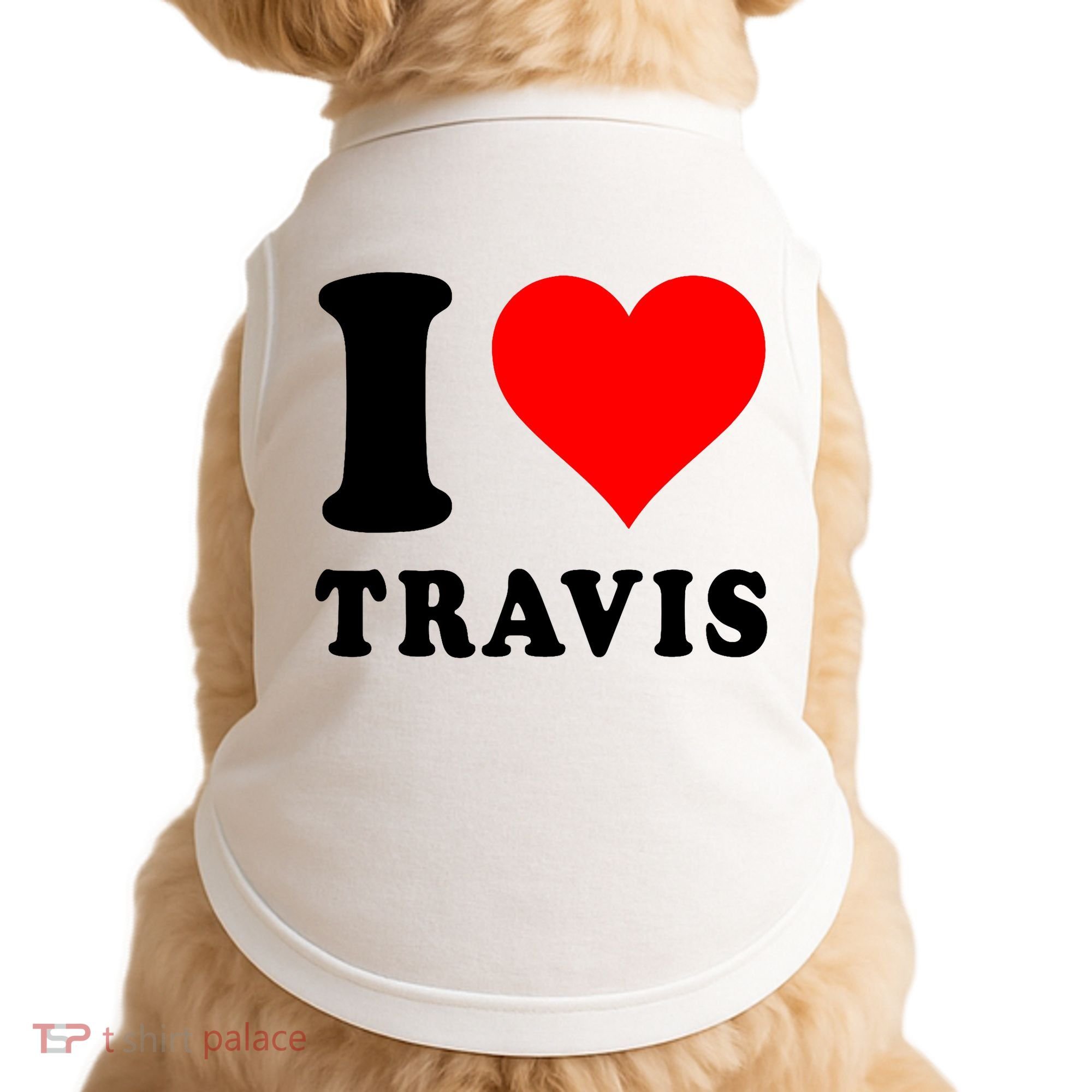 Red Heart I Love Travis Doggie Tank