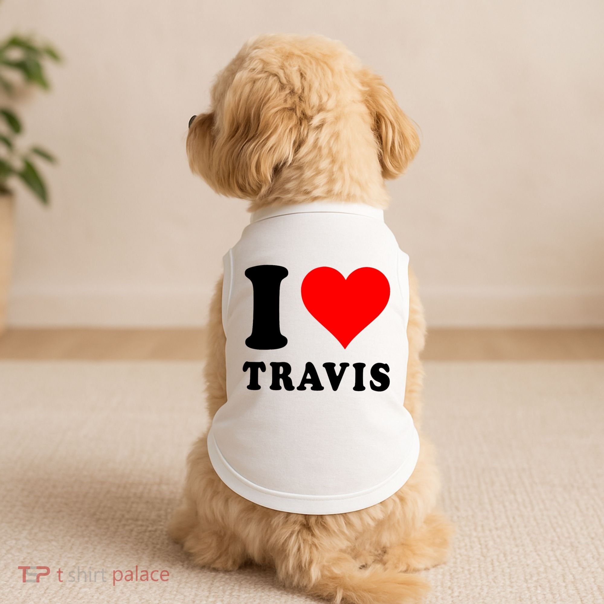 Red Heart I Love Travis Doggie Tank