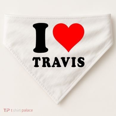 Red Heart I Love Travis USA-Made Doggie Bandana
