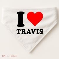 Red Heart I Love Travis USA-Made Doggie Bandana thumb 0