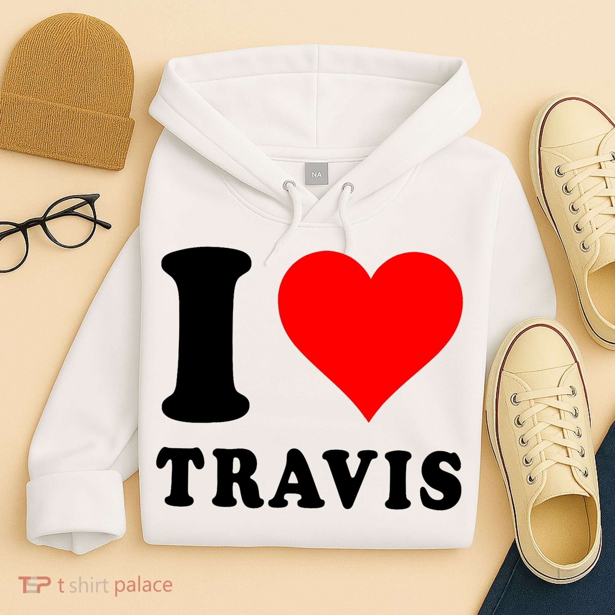 Red Heart I Love Travis Hoodie