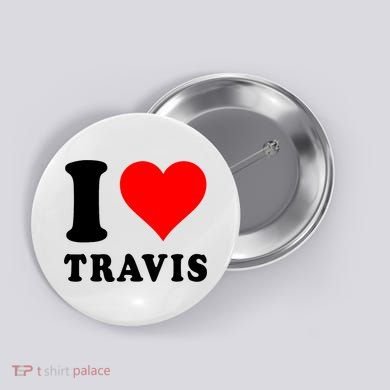 Red Heart I Love Travis Button