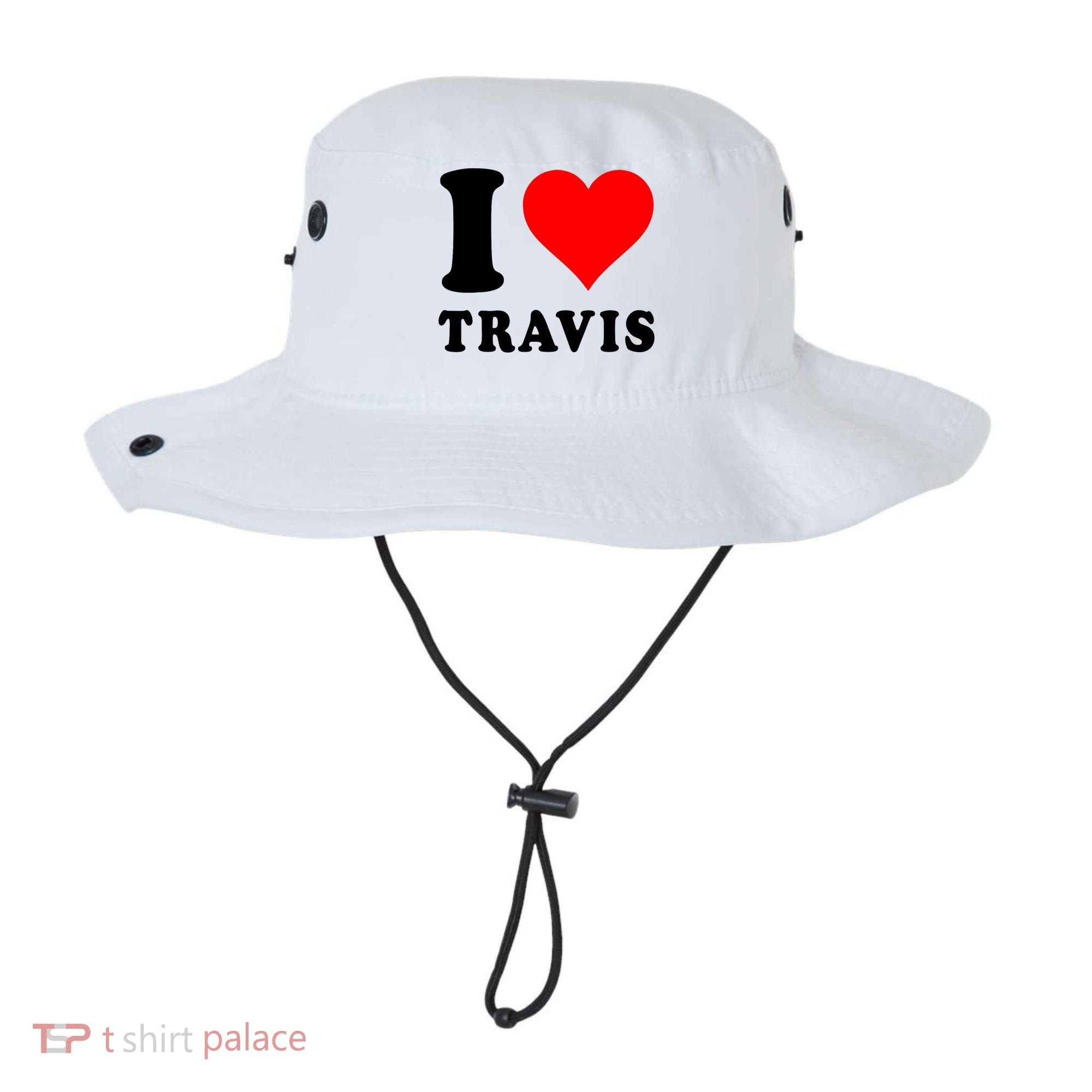 Red Heart I Love Travis Bucket Hat
