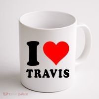 Red Heart I Love Travis Coffee Mug thumb 1