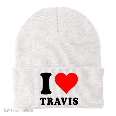 Red Heart I Love Travis Beanie