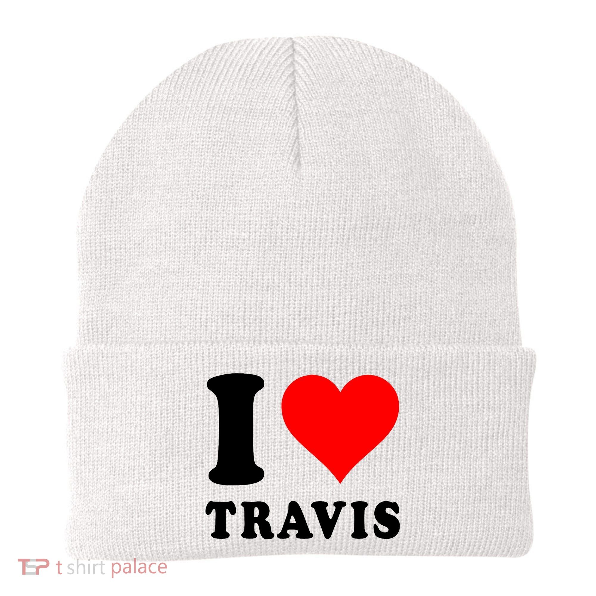 Red Heart I Love Travis Beanie