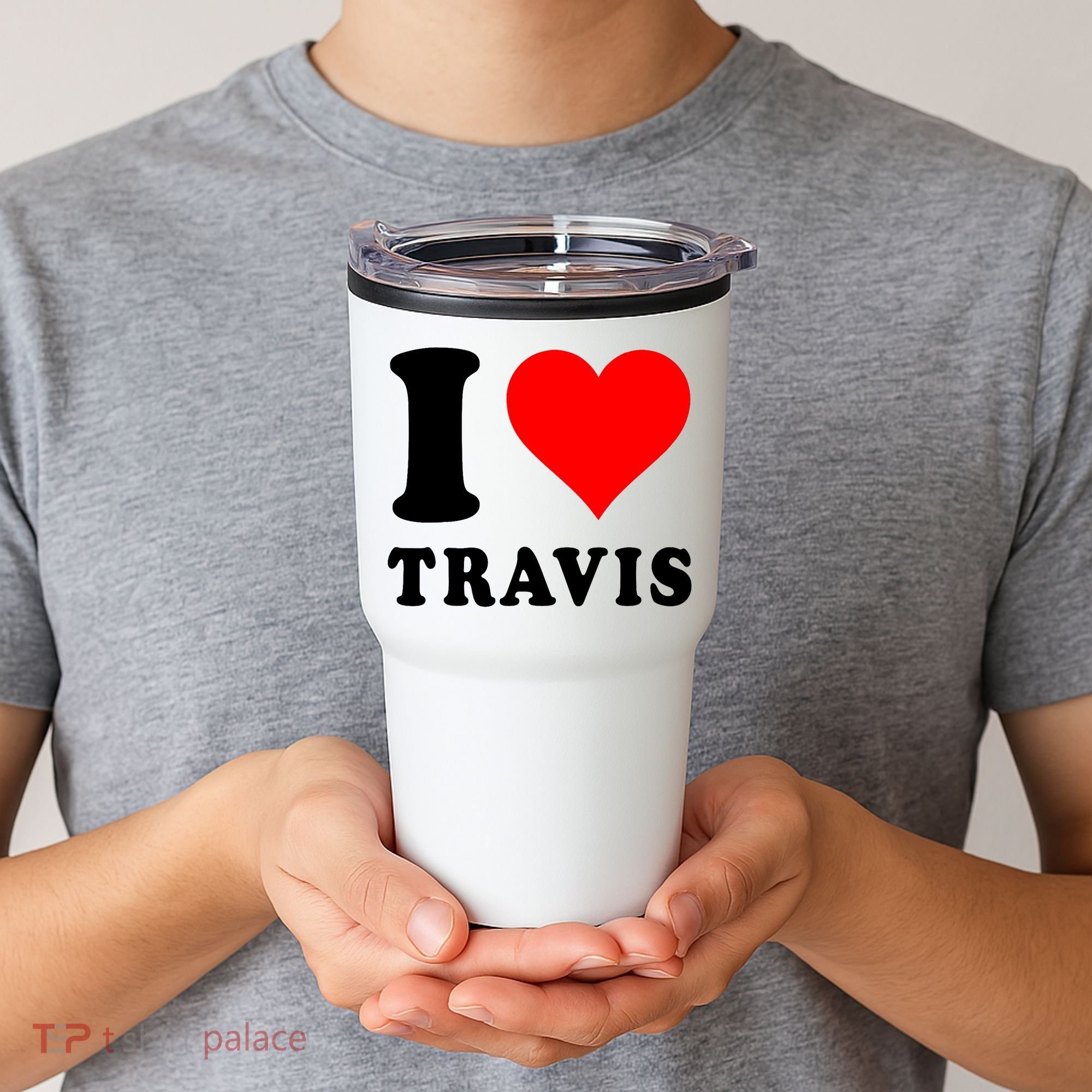 Red Heart I Love Travis Tumbler