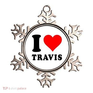 Red Heart I Love Travis Ornament