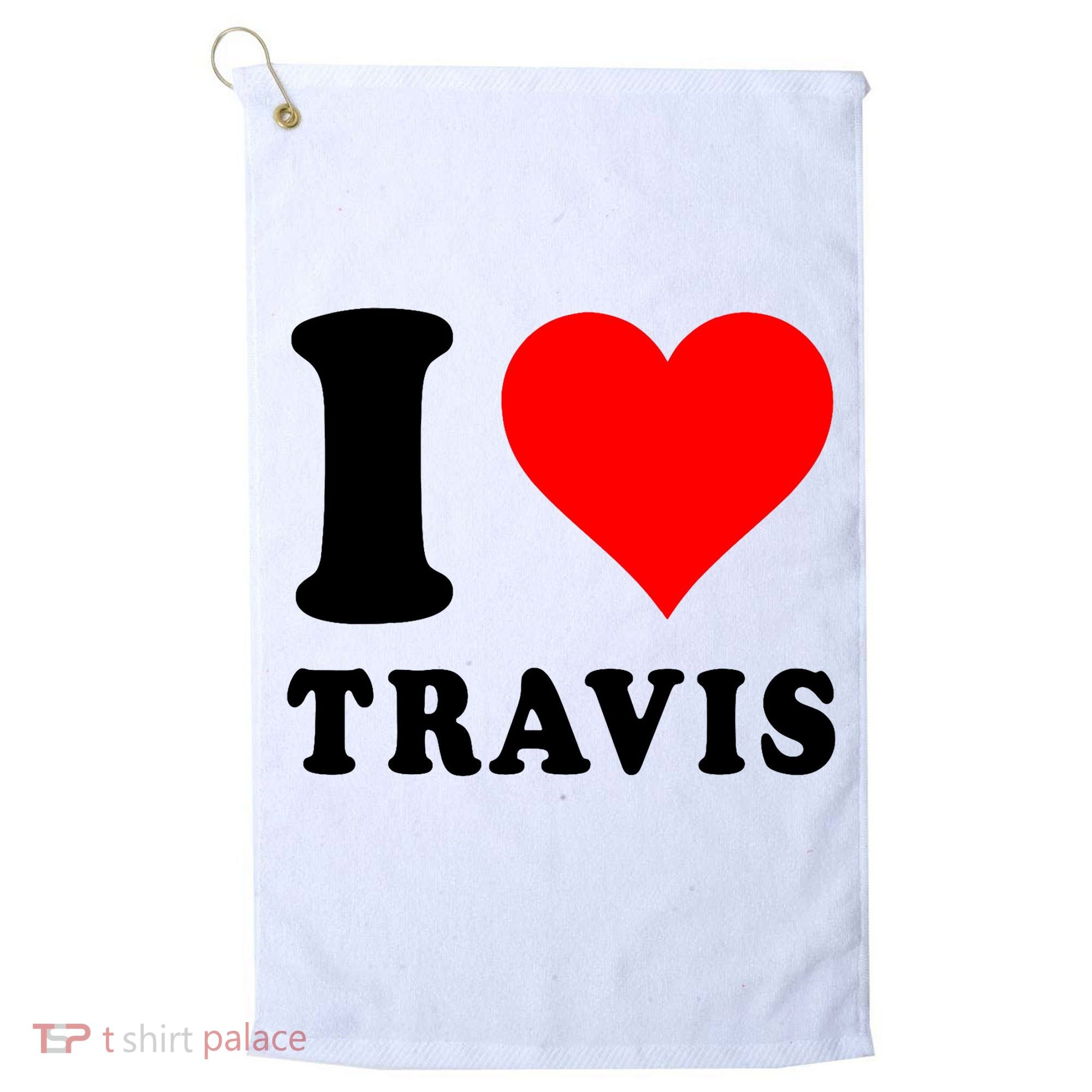 Red Heart I Love Travis Golf Towel