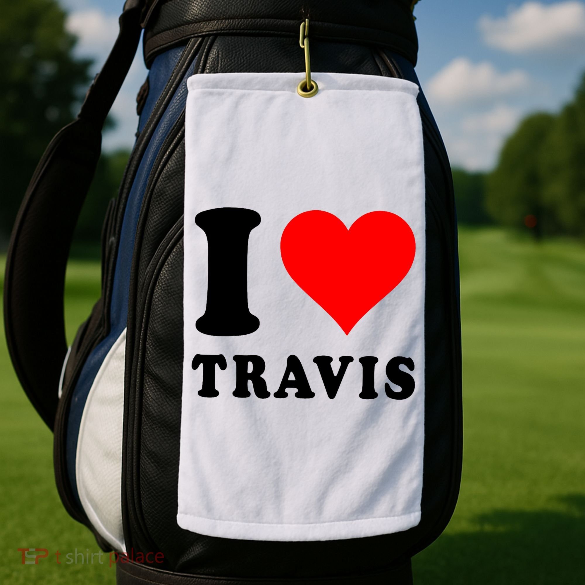 Red Heart I Love Travis Golf Towel