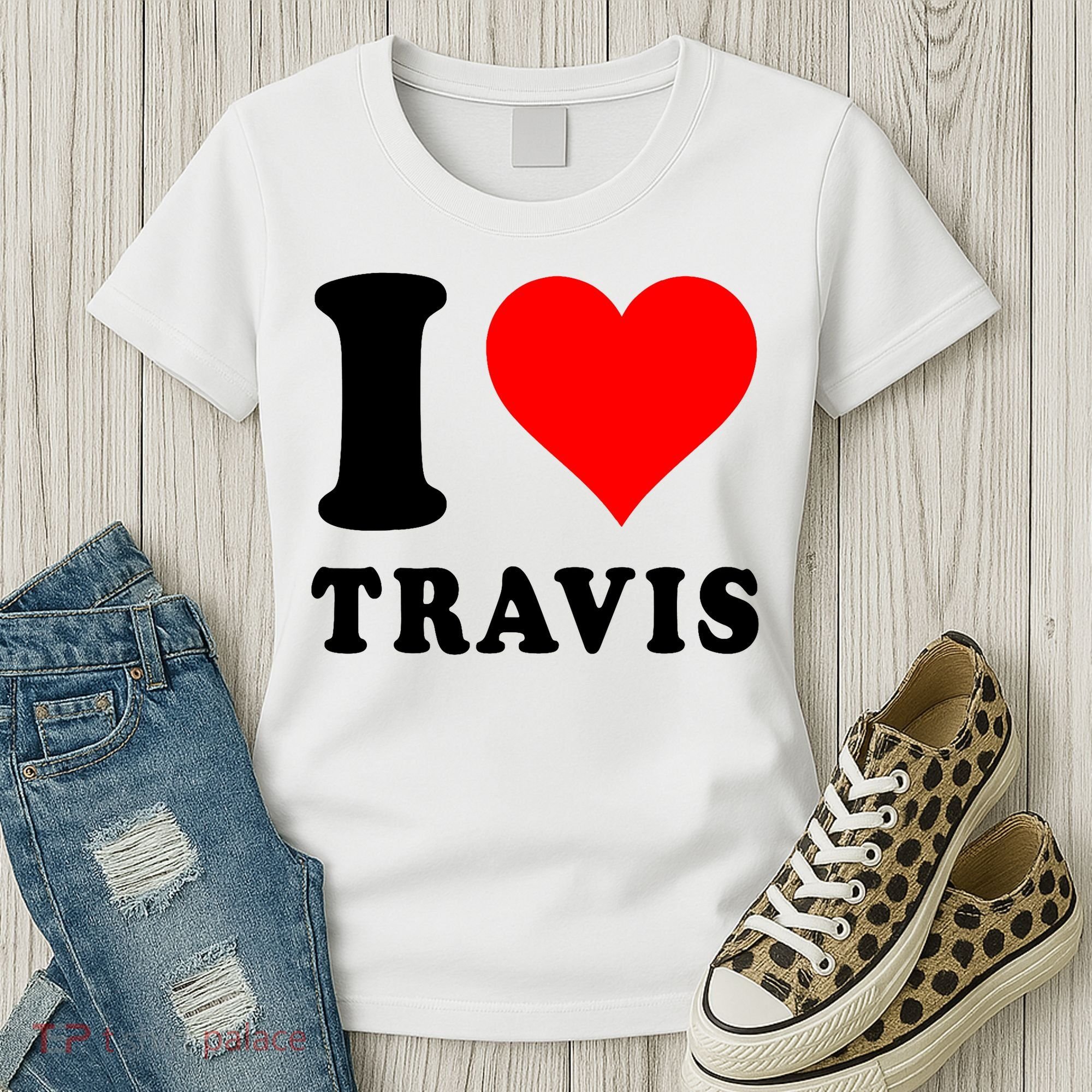 Red Heart I Love Travis Women's T-Shirt