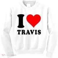 Red Heart I Love Travis Kids Sweatshirt thumb 0