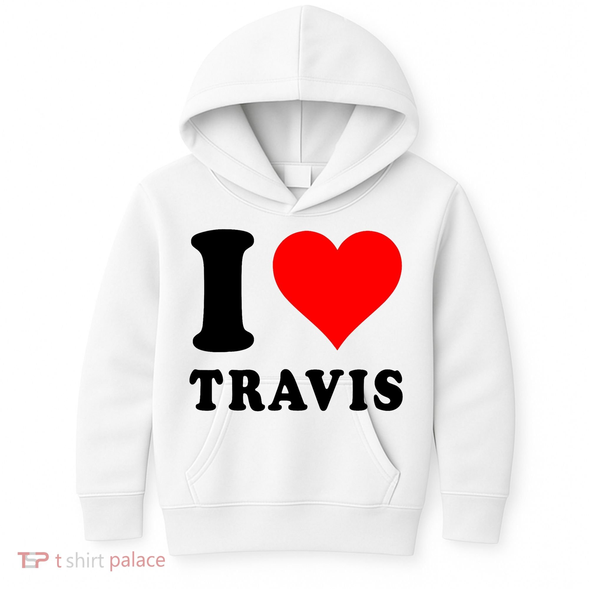 Red Heart I Love Travis Kids Hoodie