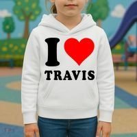 Red Heart I Love Travis Kids Hoodie thumb 3