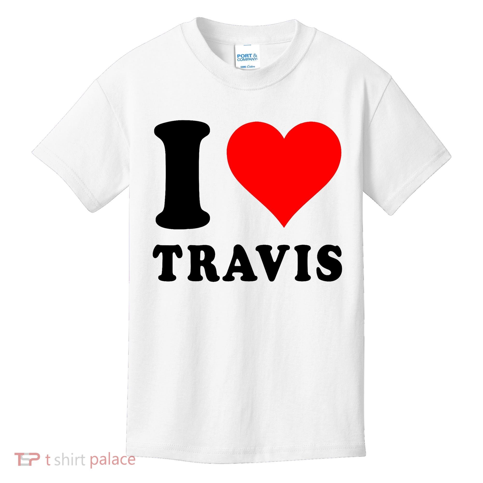 Red Heart I Love Travis Kids T-Shirt
