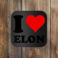 Red Heart I Love Elon Musk Coaster thumb 0