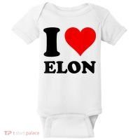 Red Heart I Love Elon Musk Baby Bodysuit thumb 0