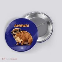 Rock Hyrax Lover Awawa Funny Groundhog Dassie Button thumb 0