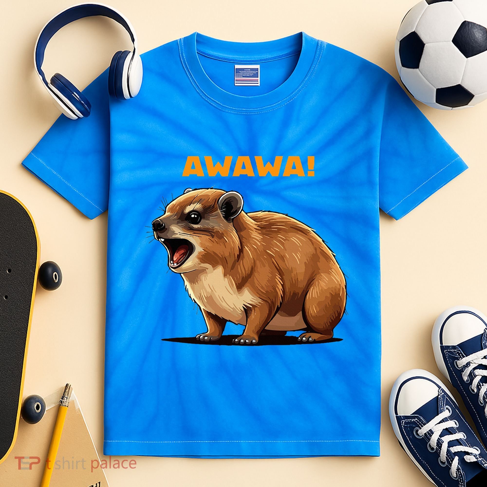 Rock Hyrax Lover Awawa Funny Groundhog Dassie Kids Tie-Dye T-Shirt