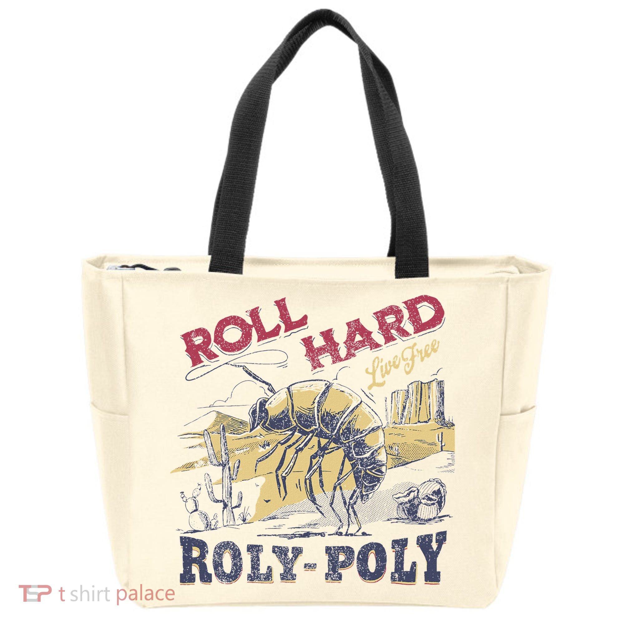 Roll Hard Live Free Roly Poly Wild West Rodeo Cowboy Tote Bag