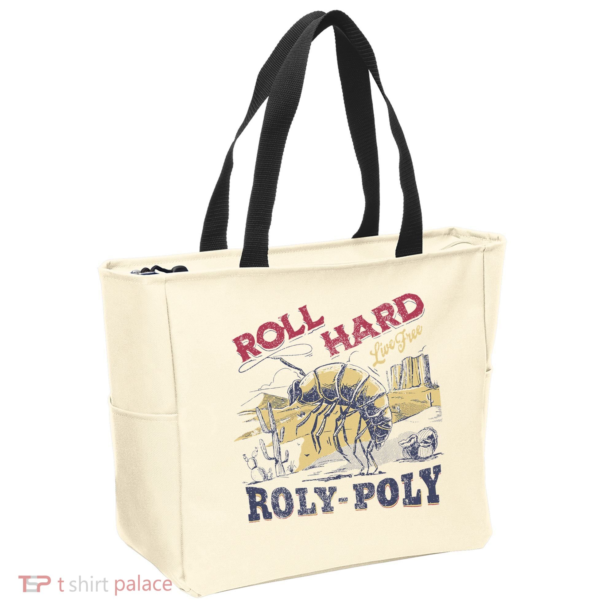 Roll Hard Live Free Roly Poly Wild West Rodeo Cowboy Tote Bag