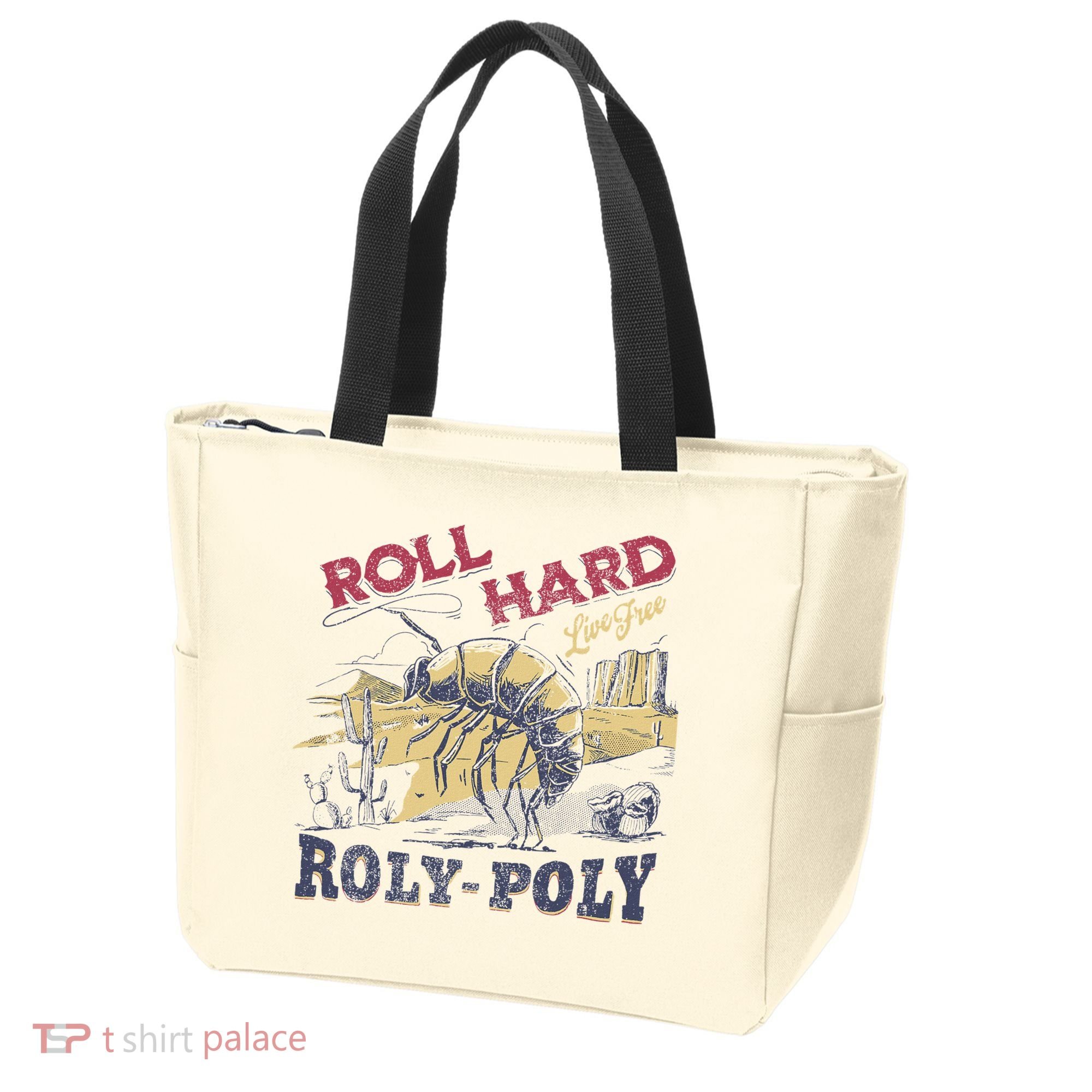 Roll Hard Live Free Roly Poly Wild West Rodeo Cowboy Tote Bag
