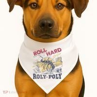Roll Hard Live Free Roly Poly Wild West Rodeo Cowboy USA-Made Doggie Bandana thumb 1