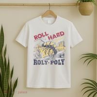 Roll Hard Live Free Roly Poly Wild West Rodeo Cowboy T-Shirt thumb 2