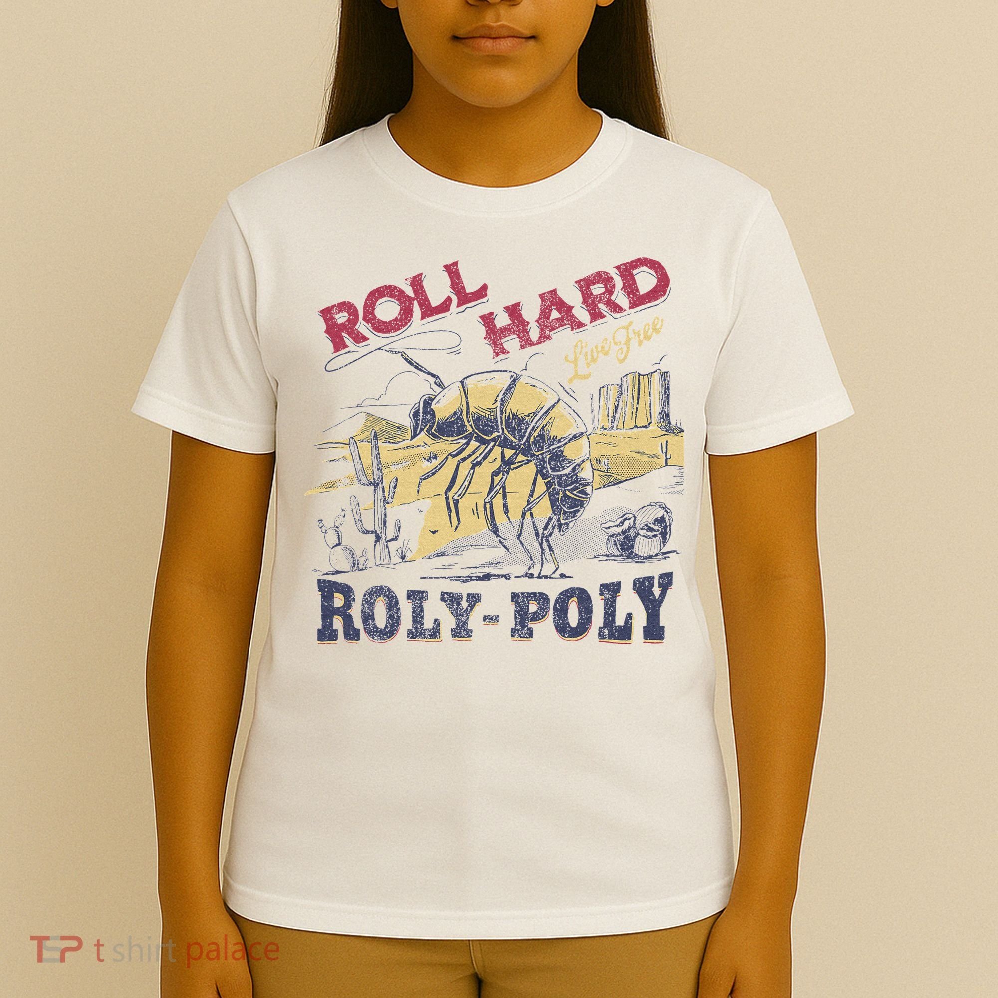 Roll Hard Live Free Roly Poly Wild West Rodeo Cowboy T-Shirt