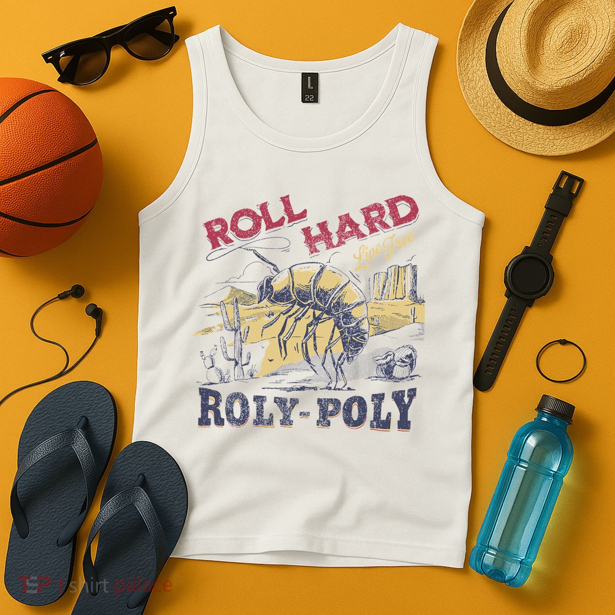 Roll Hard Live Free Roly Poly Wild West Rodeo Cowboy Tank Top