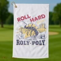 Roll Hard Live Free Roly Poly Wild West Rodeo Cowboy Golf Towel thumb 1