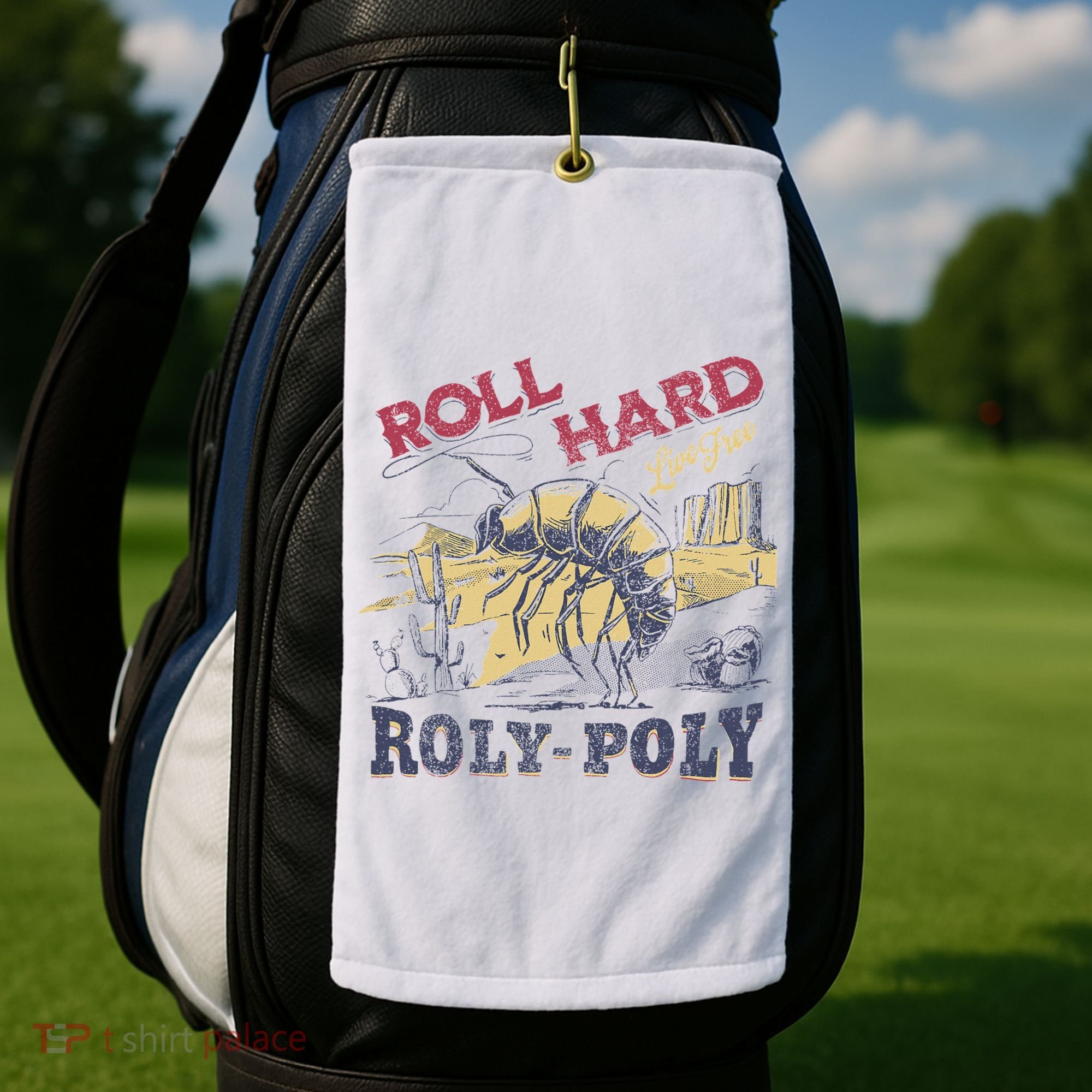 Roll Hard Live Free Roly Poly Wild West Rodeo Cowboy Golf Towel