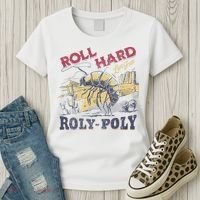 Roll Hard Live Free Roly Poly Wild West Rodeo Cowboy Women's T-Shirt thumb 3