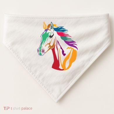 Rainbow Horse Lover Cute USA-Made Doggie Bandana