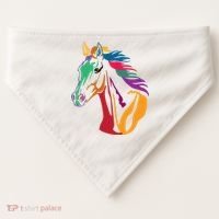 Rainbow Horse Lover Cute USA-Made Doggie Bandana thumb 0
