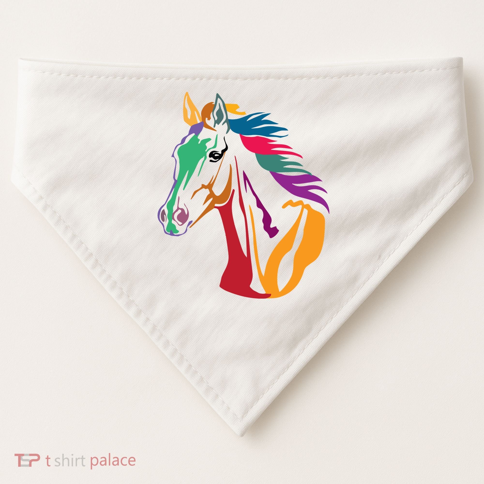 Rainbow Horse Lover Cute USA-Made Doggie Bandana
