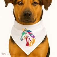 Rainbow Horse Lover Cute USA-Made Doggie Bandana thumb 1