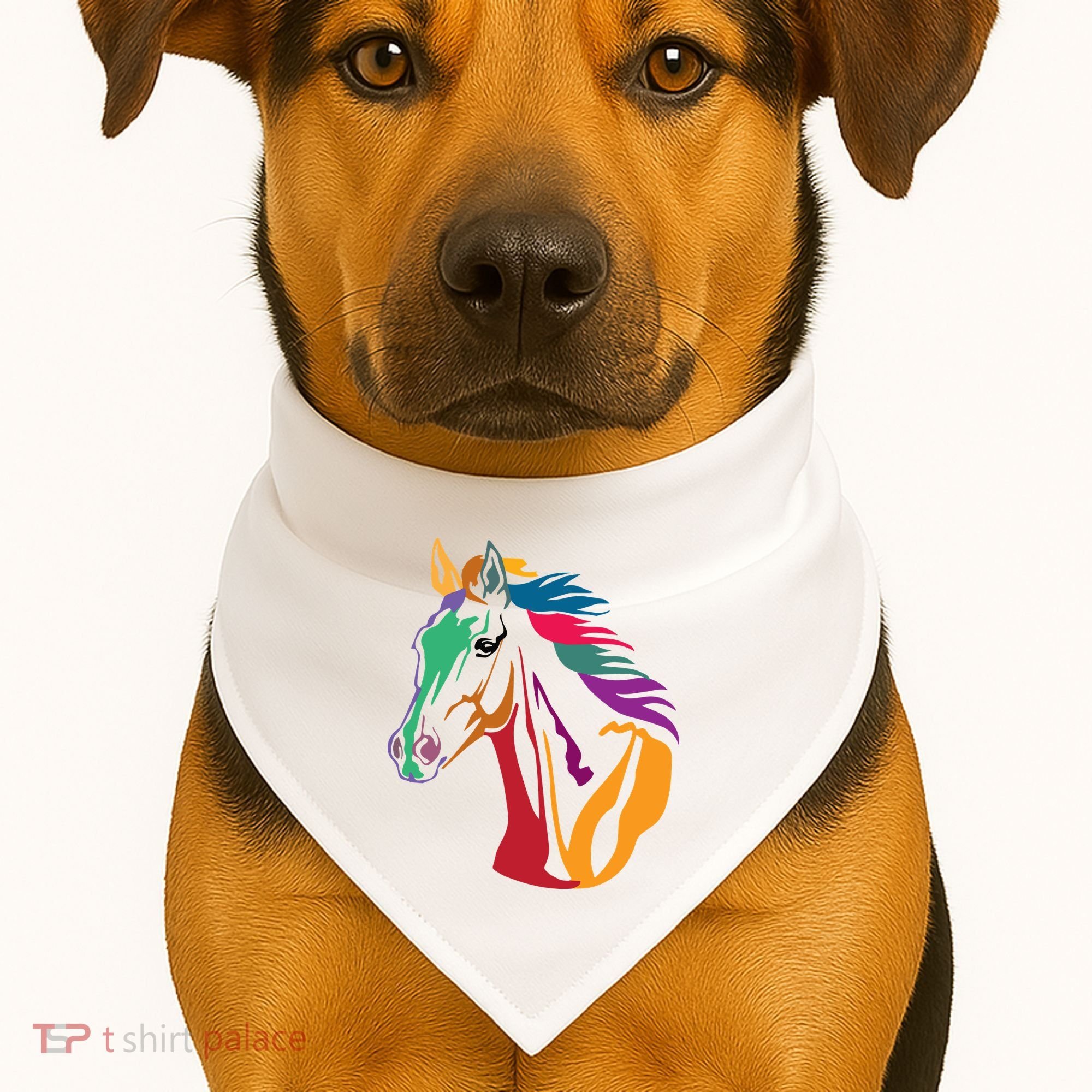 Rainbow Horse Lover Cute USA-Made Doggie Bandana