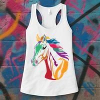 Rainbow Horse Lover Cute Women's Tank Top thumb 3