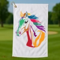Rainbow Horse Lover Cute Golf Towel thumb 1