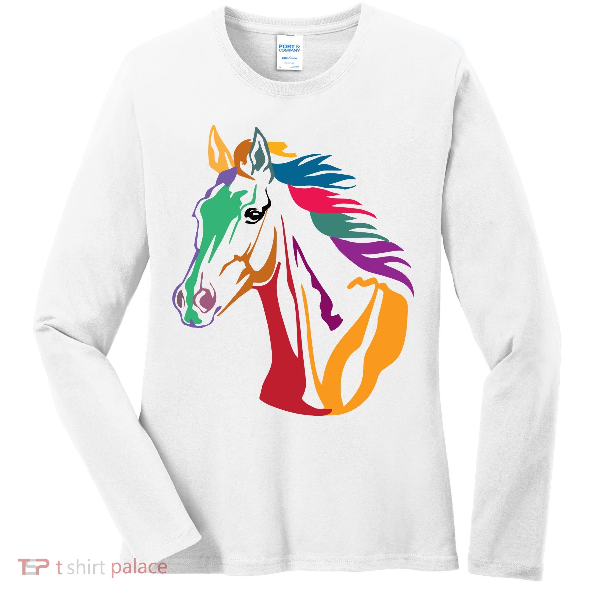Rainbow Horse Lover Cute Women's Long Sleeve Shirt